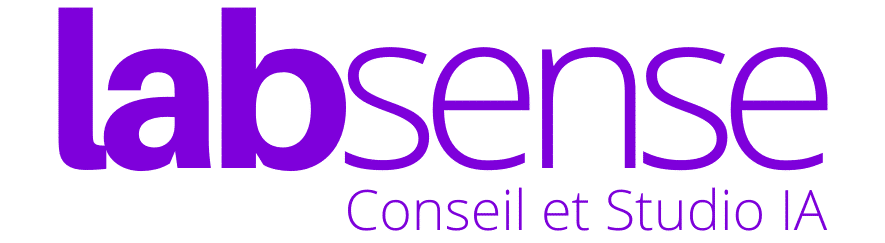 Logo et baseline LabSense, violet et transparent