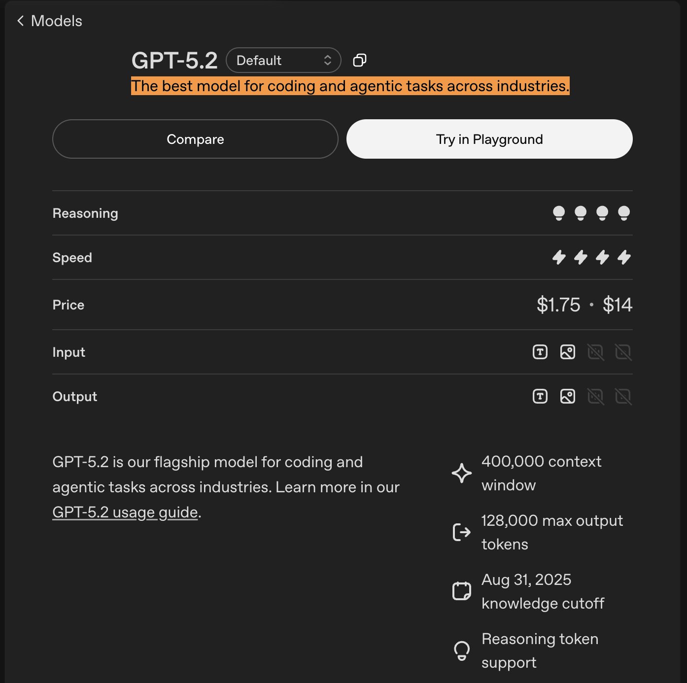 Capture de la présentation du modèle GPT-5.2.