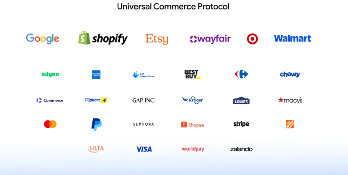 Capture des logos des enseignes qui travaillent avec Google pour le lancement de l'UCP.