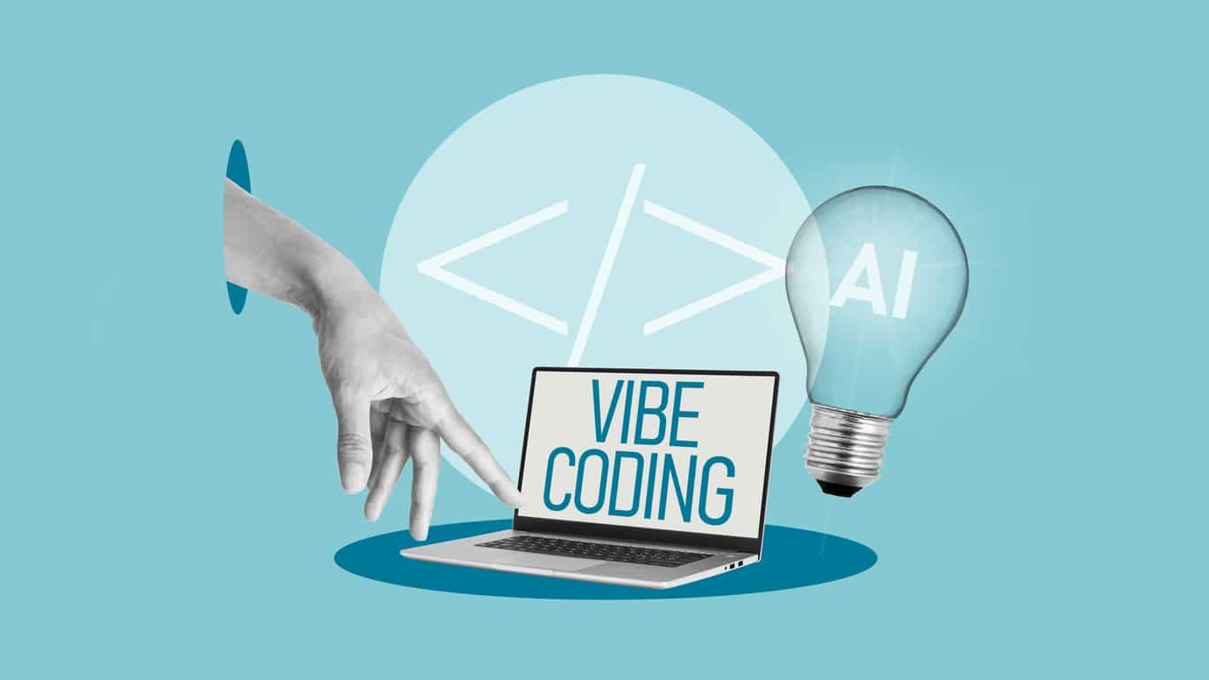 Le vibe coding, en tant que programmation IA et nouveau concept des technologies de l'information, est illustré par un collage de photos représentant une main et un ordinateur portable. Crédits iStock : Andrii Dodonov Référence de la photo : 2245857660