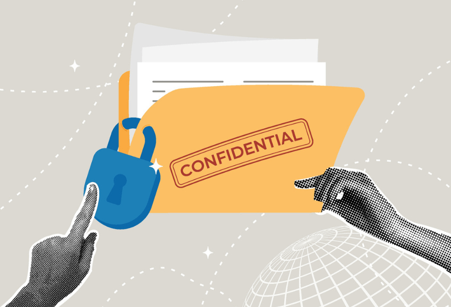 Collage tendance en demi-teintes. Concept de protection des informations confidentielles, sécurité des données et des documents, de contrôle de l’accessibilité, de la confidentialité IA. Crédits iStock : Natalya Kosarevich Référence de l'illustration : 2214832585